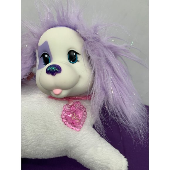 Puppy Surprise White Puppy Purple Accent Sparkly PS Pink Collar Bow Tail Three B - Picture 2 of 13